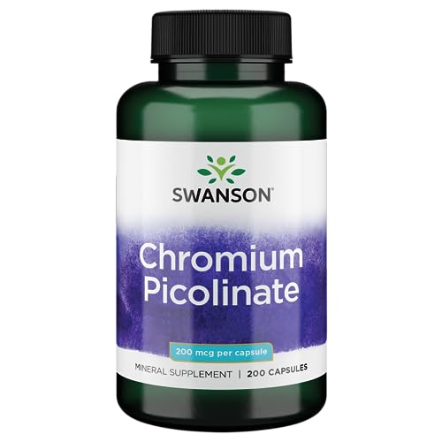 Swanson Chromium Picolinate - Natural Supplement Promoting Metabolism & Weight Management - Supports Healthy Blood Sugar Levels Already Within The Normal Range - (200 Capsules, 200mcg Each)
