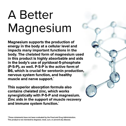 Terry Naturally BioActive Magnesium Complex - Vitamin B6, Zinc & Magnesium Supplement - Supports Heart Health - Non-GMO, Gluten Free, Kosher - 60 Servings