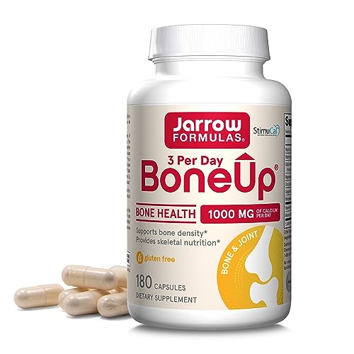Jarrow Formulas BoneUp Three Per Day - 180 Capsules - Micronutrient Formula for Bone Health - Includes Natural Sources of Vitamin D3, Vitamin K2 (as MK-7) & Calcium - 60 Servings (Packaging May Vary)