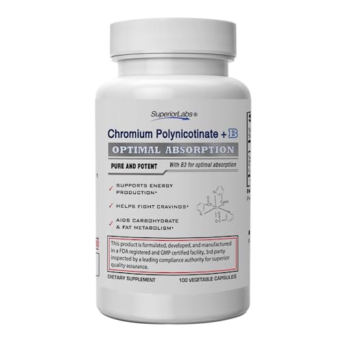 Pure Chromium Polynicotinate Supplement - Made in USA - 200mcg + Vitamin B3 for Optimal Absorption, Veggie Cap, 14 Week Supply