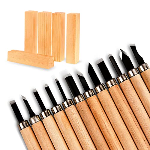Wood Carving Kit -17 PCS Wood Whittling Kit for Beginners & Experts, Wood Carving Knife Woodworking Tools Premium Quality Wood Carving Tools Set - Wood Whittling Knife Set for DIY Wood Carving Knives