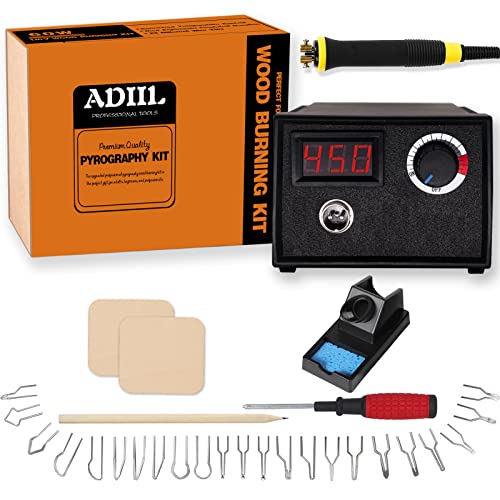 ADIIL Wood Burning Kit, Wood Burning Tool, Adjustable Temperature Pyrography Pen Kit, Professional Wood Burner Tool Kit for Adults and Beginners Craft, Single Pen, Use Voltage 110V