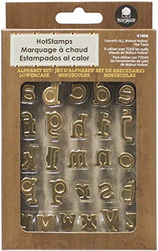 Walnut Hollow HotStamp Lowercase Alphabet Set for Branding and Personalization of Wood, Leather, and Other Surfaces, Various Brass Letter Sizes, 26