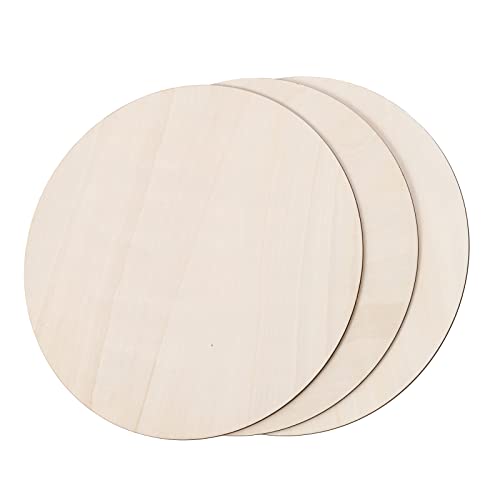 DECORKEY 3PCS Unfinished Wooden Circles Door Hanger, 9 Inch Dia Round Wood Slices for DIY Wood Craft, Pyrography, Painting and Wedding Christmas Decorations