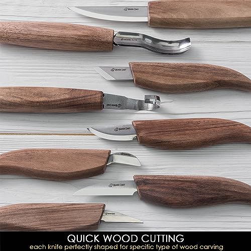 BeaverCraft Deluxe Wood Carving Kit S18X - Wood Carving Knife Set - Spoon Carving Tools Set - Whittling Knives Kit - Woodworking Kit Wood Carving Tools Kit Large Whittling Kit S18X