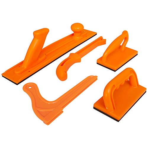 Safety Woodworking Push Block and Push Stick Package 5 Piece Set In Safety Orange Color, Ideal for Woodworkers and Use On Table Saws, Router Tables, Jointers and Band Saws