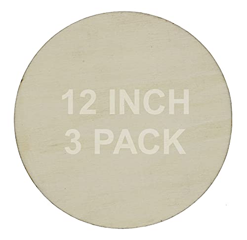 Creative Hobbies 12 inch Round Circle Cutout Shapes, DIY Unfinished Wood Craft Shape - Pack of 3, Ready to Paint or Decorate