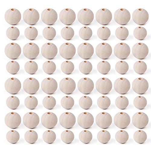 Foraineam 600 Pieces 20mm and 16mm Wood Beads Unfinished Natural Wooden Loose Beads Round Ball Wood Spacer Beads for Crafts DIY Jewelry Making