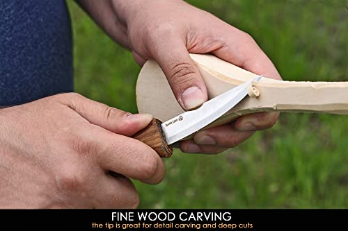 BeaverCraft Sloyd Knife C4 3.14" Wood Carving Sloyd Knife for Whittling and Roughing for beginners and profi - Durable High carbon steel - Spoon Carving Tools - Thin Wood Working Whittling Knife