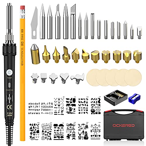 Wood Burning Kit, 52pcs Wood Burning Tool with Adjustable Temperature Wood Burning Pen and Accessories, DIY Wood Burning Set for Embossing, Carving and Soldering, Popular Gifts for Adults and Kids