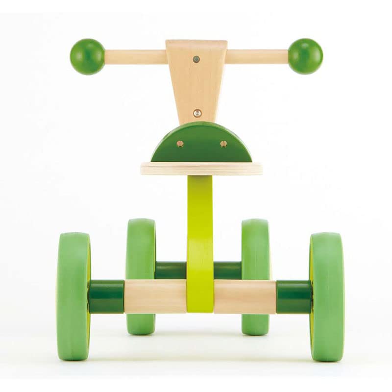 Hape Scoot Around Ride On Wood Bike | Award Winning Four Wheeled Wooden Push Balance Bike Toy for Toddlers with Rubberized Wheels, Bright Green