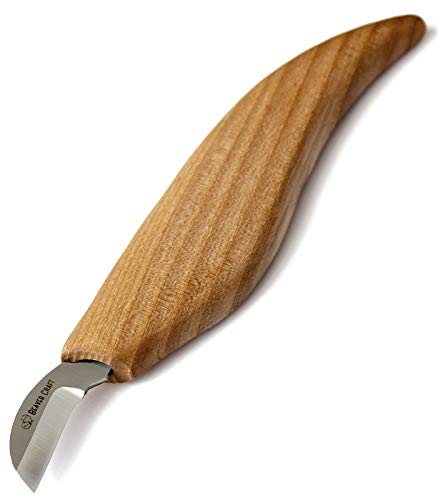 BeaverCraft Chip Carving Knife C6 1" Wood Carving Knife for Fine Chip Carving Wood and Stop Cuts Detail Chip Knife for Wood Carving Wood Pre-sharpened Wood Carver Small Knife Whittling