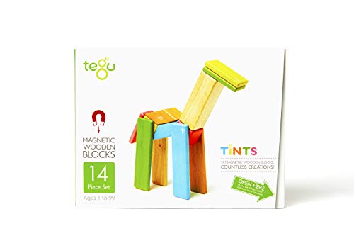 14 Piece Tegu Magnetic Wooden Block Set, Tints