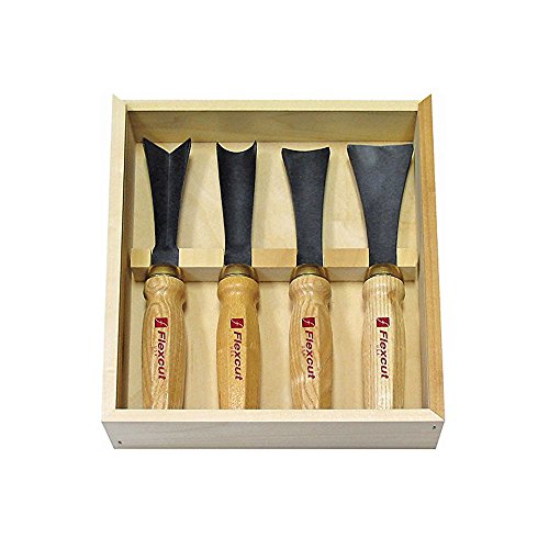 Flexcut Carving Tools, Mallet-Carving Chisels and Gouges for Woodworking, Sculptor's Set of 4 (MC175)