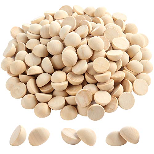 Pllieay 200 Pieces 20mm Half Craft Balls Natural Half Wooden Balls Unfinished Split Wood Beads for DIY Project, Art and Craft Supplies