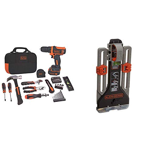 BLACK+DECKER 12V MAX Drill/Home Tool Kit with MarkIT Picture Hanging Tool Kit (BDCDD12PK & BDMKIT101C)
