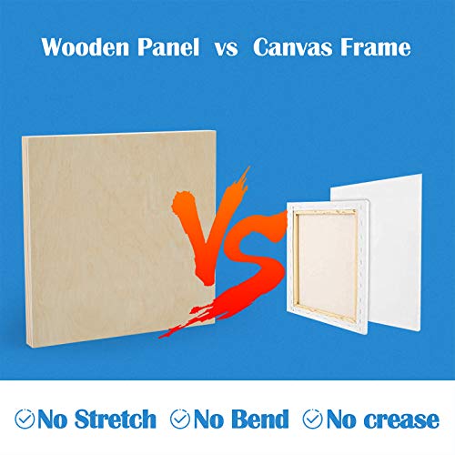 Unfinished Birch Wood Canvas Panels Kit, Falling in Art 4 Pack of 8x8’’ Studio 3/4’’ Deep Cradle Boards for Pouring Art, Crafts, Painting and More