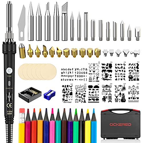 Wood Burning Kit, 64Pcs Wood Burning Tool with Adjustable Temperature Wood Burning Pen and Accessories, DIY Wood Burning Set for Embossing, Carving and Soldering, Popular Gifts for Adults and Kids