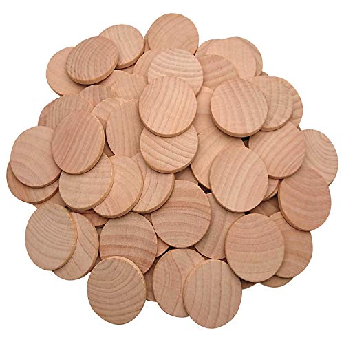 1.5 Inch Natural Wood Slices Unfinished Round Wood Coins for DIY Arts & Crafts Projects, 100 per Pack.