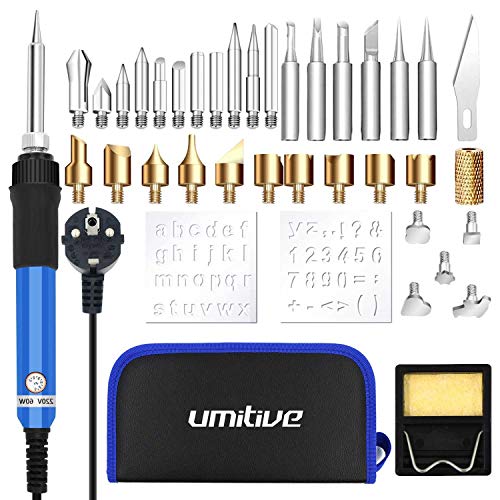 37 PCS Wood Burning Kit, Pyrography Pen Soldering Iron Wood Tool and Creative Tool DIY Various Wooden Kits Carving/Embossing/Soldering Tips/Carrying Case