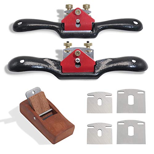 boeray 9" Adjustable SpokeShave with Flat Base, 3pcs Metal Blade and 1pcs Portable Woodworking Planes Wood Working Hand Tool and Level Ruler Perfect for Wood Craft, Wood Craver, Wood Working