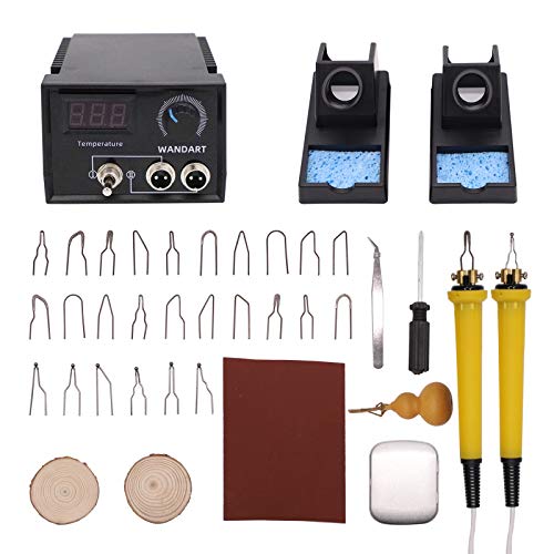 Wood Burning Kit, WANDART 60W Wood Burning Tool Pyrography Kit with Dual Wood Burner and 26 Woodburning Wire Nibs Tips for Beginner and Professional