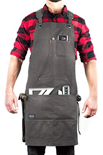 Hudson Durable Goods - Deluxe Edition (Grey) - Waxed Canvas Tool Apron