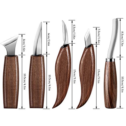Wood Carving Tools Set,Detail Wood Knife,Hook Carving Knife Kit for Beginners,Trimming Knife for Spoon Bowl Cup Pumpkin Woodwork, Chip Carving Knife Kit,Square handle design（6pcs）