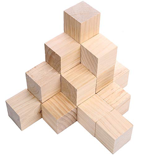 12 Pcs 2 inch Wooden Cubes Unfinished Wood Blocks for Wood Crafts, Wooden Cubes, Wood Blocks, Great for Baby Showers