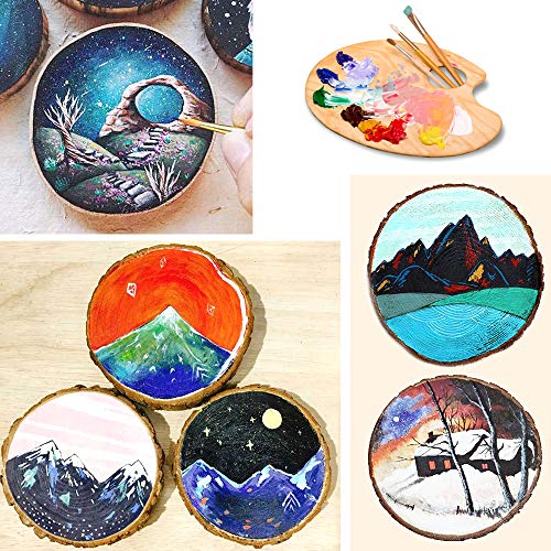 100PCS 2.4"-2.8" Natural Wooden Slices, Colovis Unfinished Wood Circles with Holes Tree Bark Round Log Discs DIY Crafts Hanging Ornaments (2.4"-2.8" 100Pcs, Natural)