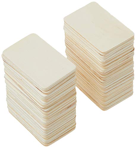 Darice Pie Rectangle-Shaped (50pc) – Light Unfinished Wood is Easy to Paint, Stain, Embellish – Perfect for Art and Craft Projects – Each Piece Measures 2.08”x1.37”, 3mm T, Natural, 50 Count
