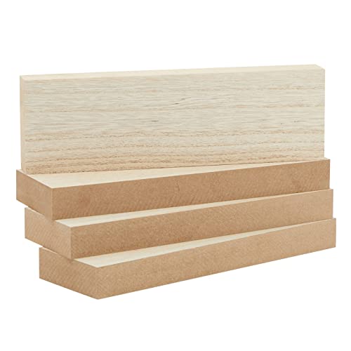 4 Pack Unfinished Wood Boards for Crafts, Painting, Wood Carving, 1" Thick Wooden Boards for DIY Signs (3 x 10 In)