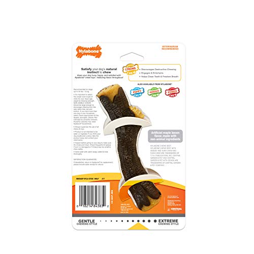 Nylabone Strong Chew Real Wood Dog Stick Toy Maple Bacon Medium/Wolf (1 Count)