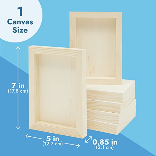 6 Pack Unfinished Wood Panels for Painting, Wooden Canvas for Arts and Crafts (5x7 Inches)