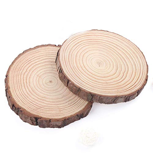 MaiTaiTai 25 Pcs 3.0-3.5inches Unfinished Natural Wood Slices Crafts Circles with Tree Bark Log Discs Great for Arts and DIY Craft Rustic Wedding Decorations Ornaments