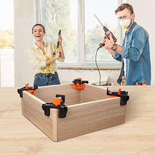 Corner Clamps, 90 Degree Right Angle Clamps, 4PCS Woodworking Clamp Tools with Adjustable Swing Corner, Corner Clip Fixer for Carpenter, Welding, Drilling, Making Cabinets, Photo Framing
