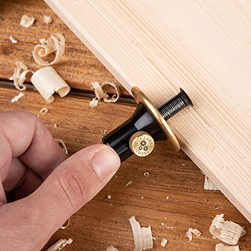 clarke Brothers Wheel Marking Gauge - Woodworking Marking Scriber Kit With 2 Replacement Cutters - Wood Marking Tools With Graduated Inch & MM Scale - Solid Metal Bar Wood Scribe Tool For Carpenter