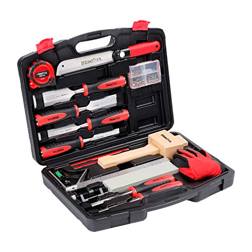 KingTool 87 Pc. Advanced Wood Chisel Set with Storage Case Including Superior Chisels | Heat-Treated Cr-V Alloy Blades Premium Chisel Set for Carpentry Craftsman