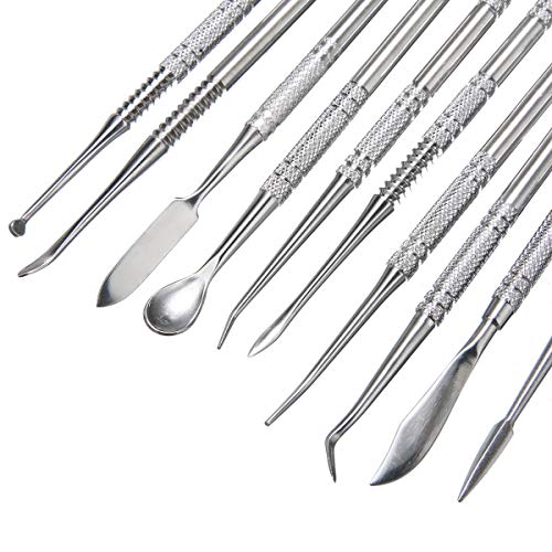 10pcs Stainless Steel Clay Sculpting Set Wax Carving Pottery Tools Carving Sculpture Shaper Polymer Modeling Tools with Storage Box