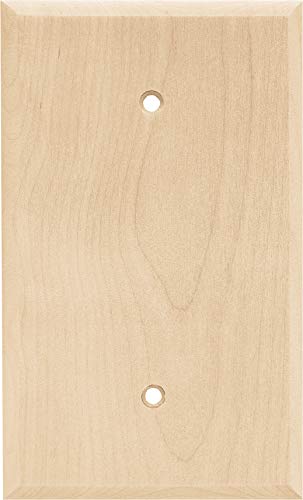 Brainerd 64662 Wood Square Single Blank Wall Plate / Switch Plate / Cover, Unfinished
