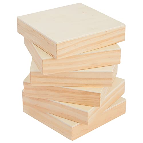 4x4 Wood Canvas Boards for Painting, Blank Deep Cradle Canvas for Art Projects (6 Pack, 0.85 in Thick)