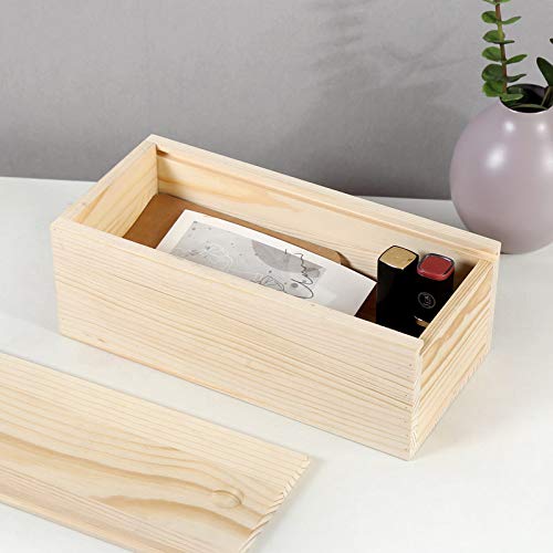 HZLHZYY 2 Pack Wood Box with Sliding Lid Unfinished Wood Storage Box Blank Natural Wood Box Case Container for Gift Jewelry Box, DIY Art Craft, Hobbies, Home Storage, 8 x 3.5 x 2.4 Inches