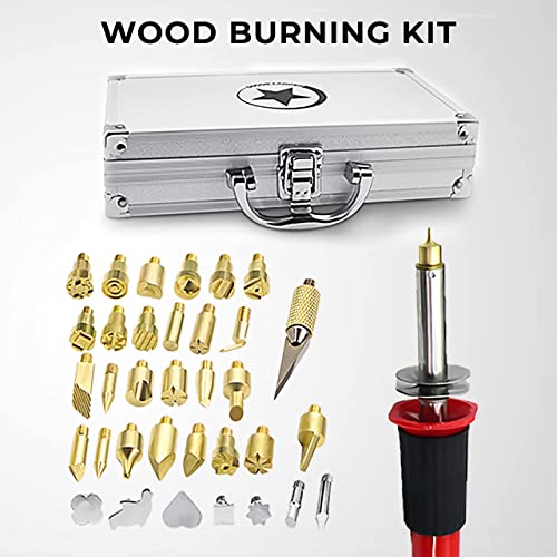 44 PCS Wood Burning Kit, Professional Pyrography Tool Set with Adjustable Temperature Pyrography Pen, Wood Burner Soldering Pen for Embossing, Carving, Soldering and Pyrography, DIY Creative Tools