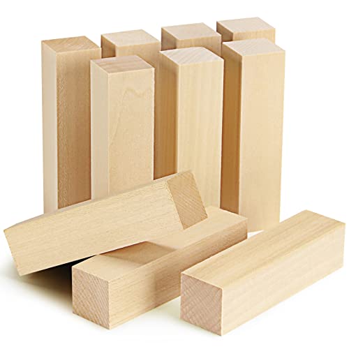 WYKOO 10 Pack Basswood Carving Blocks, 4 X 1 X 1 Inches Soft Solid Wooden Blocks, Unfinished Wood Whittling Blocks for Carving and Whittling, Beginner, Expert