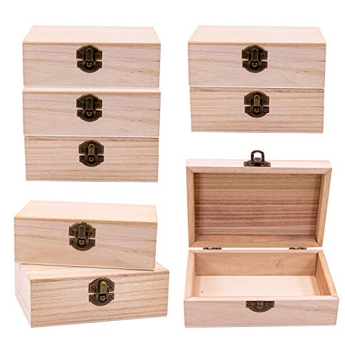 8 Pk Wooden Boxes for Crafts, Unfinished Wood Boxes 5.875 in x 3.8 in x 2 in