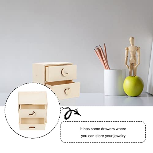 Toddmomy Unfinished Wood Drawer Mini Wooden Drawers Tabletop Wood Storage Box DIY Hand Painted Drawer Box for Home Office