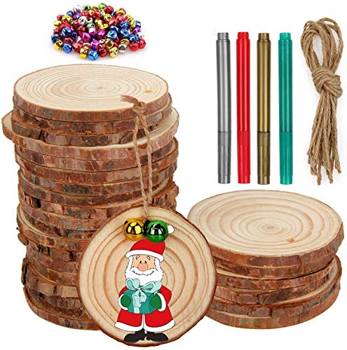 Colovis Unfinished Wood Slices, 2.4-2.8 Inches Natural Wooden Ornaments Wood Rounds Crafts for Kids DIY Arts Christmas Tree Ornament Gift Party Festival Home Decorations