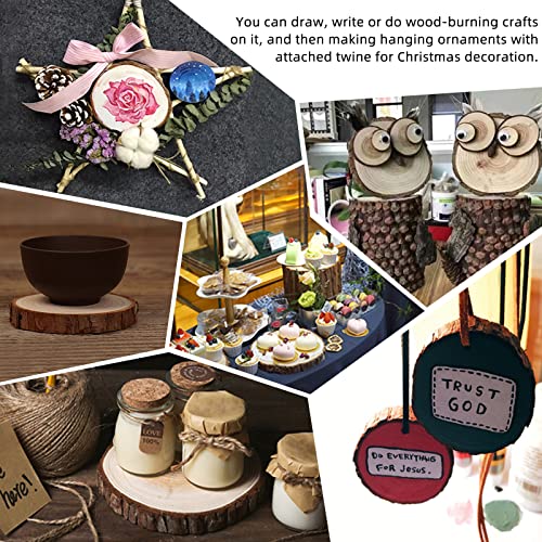 FEZZIA Natural Wood Slices, 38 Pcs Craft Wood kit, Unfinished Pre-drilled with Hole, Wooden Circles Tree Slices for Halloween Decorations, Christmas Ornaments, DIY Crafts(1.95"-2.35")