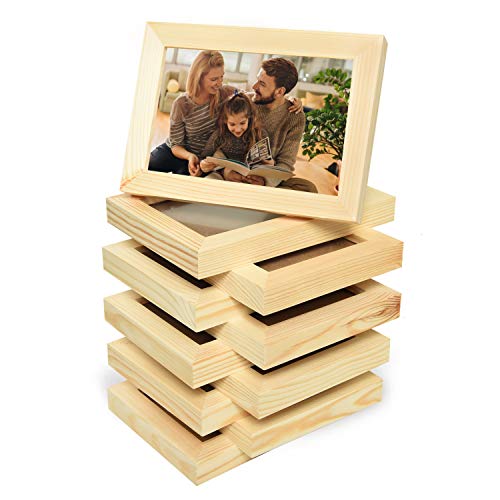 Vumdua 10 Pack Wood Picture Frames for Crafts, Unfinished Wood Photo Frames, Craft Frames Set for Arts Crafts, DIY Painting Projects - for Adults and Kids Craft (5 x7 Frame Size Holds 4 x6 Pictures)