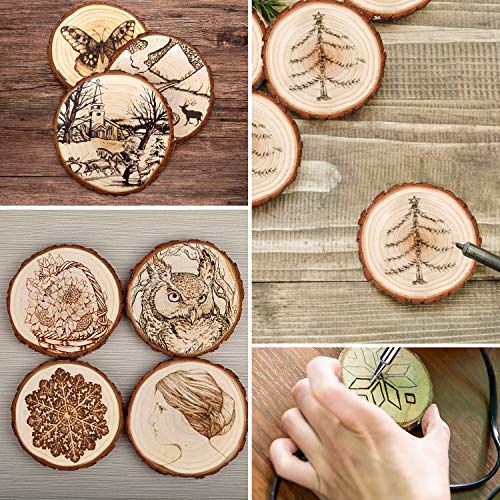 LESUMI Unfinished Natural Wood Slices with Bark - Wood Craft kit, DIY Kids Arts and Crafts Coasters Christmas Ornaments Rustic Wedding Decorations